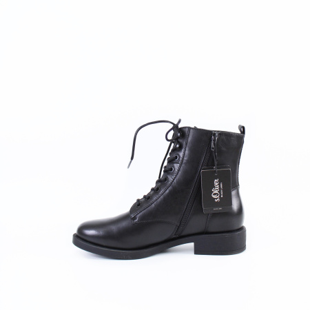 Черные кожаные ботинки на шнурке S.OLIVER